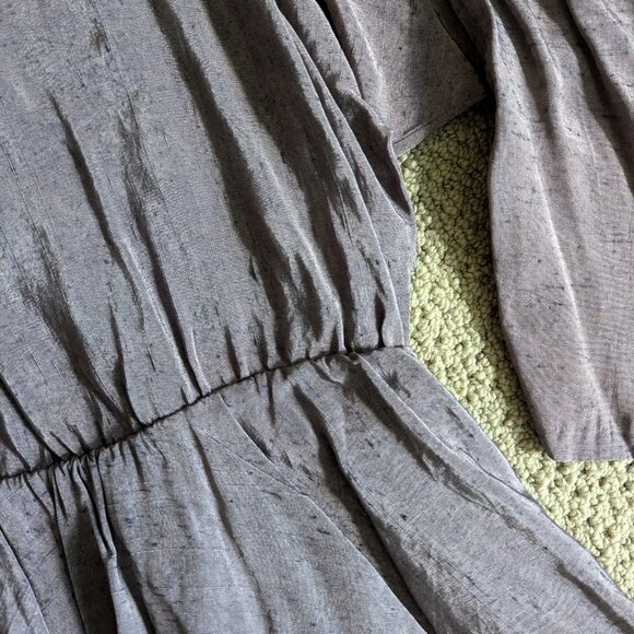 Vintage metallic-like purple mini dress with flattering hip skirt, size M - Picture 7 of 15